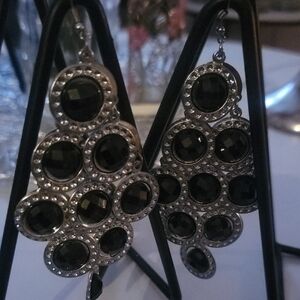 Elegant Black and Silver Dangle Earrings